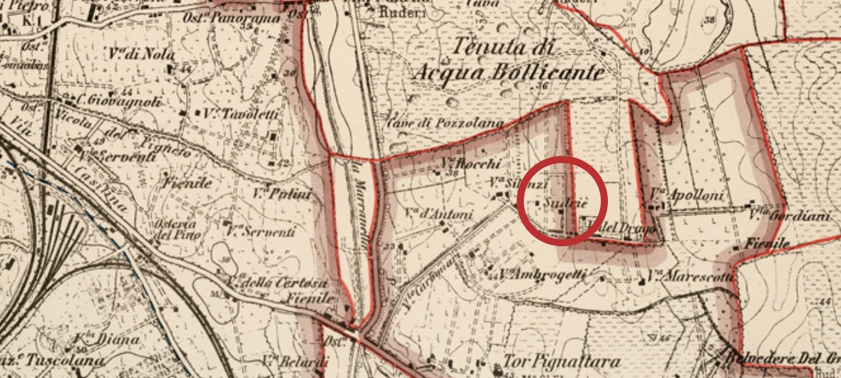 Dettaglio Mappa Agro Romano dell'Istituto Geografico Militare del 1904