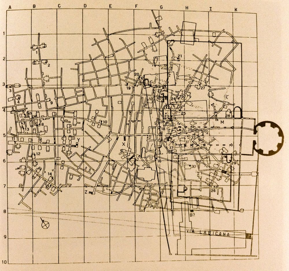 Mappa del reticolo delle gallerie delle Catacombe dei SS. Marcellino e Pietro